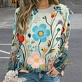 thumbnail image 2 of Watercolor Wildflowers Womens Oversized Sweatshirts Hoodies Crewneck Casual Tops Comfy FallWinter Clothes 2024, 2 of 7