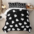 thumbnail image 2 of Homewish Happy Halloween Ghost Twin Quilt Set,Galaxy Print Twin Coverlet Set,Black White,2pcs, 2 of 7