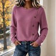 thumbnail image 6 of cocolona Womens Fall Sweater Plus Size Long Sleeve Decorative Buckle Crew Neck Sweaters, 6 of 7