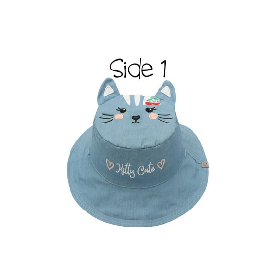 FLAPJACKKIDS Kids' Reversible Sun Hat - Cat/Cherry - M (2-4y)
