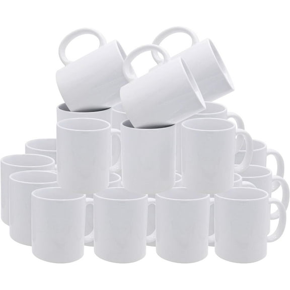 Sublimation Mugs 11 oz, 36 Pack Blank Bulk Sublimation Coffee Mug, Ceramic White Taza para Sublimar, All-Purpose Cups for Custom DIY Prints, Personalized Designs Gift Cups