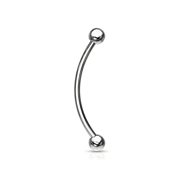 Surgical Steel Curved Barbell Tongue Ring 16 Gauge Snake Eye - Pair