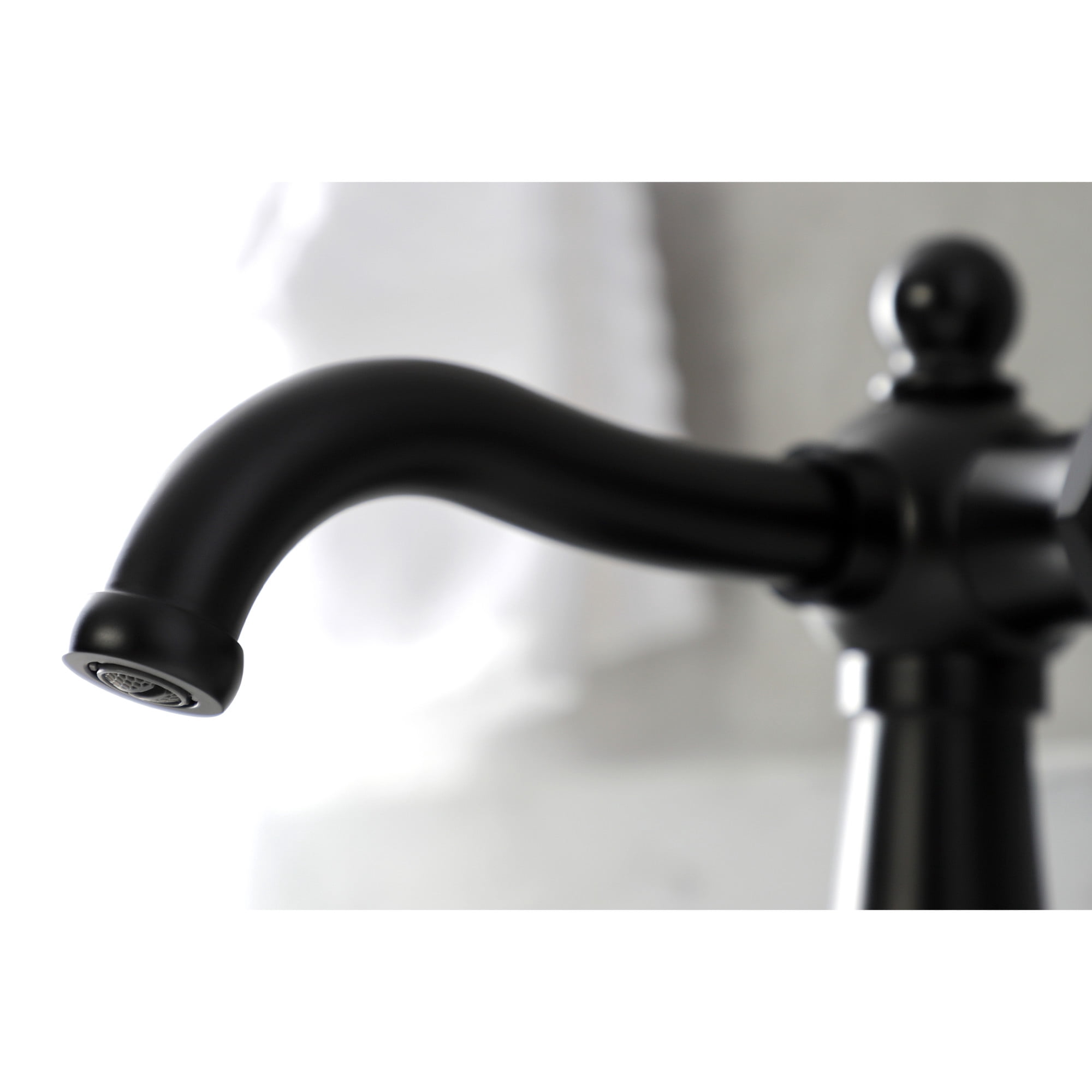 Kingston Brass KSD154BXMB Nautical One-Handle Single-Hole Bathroom Faucet with Deck Plate and Push Pop-Up Drain, Matte Black