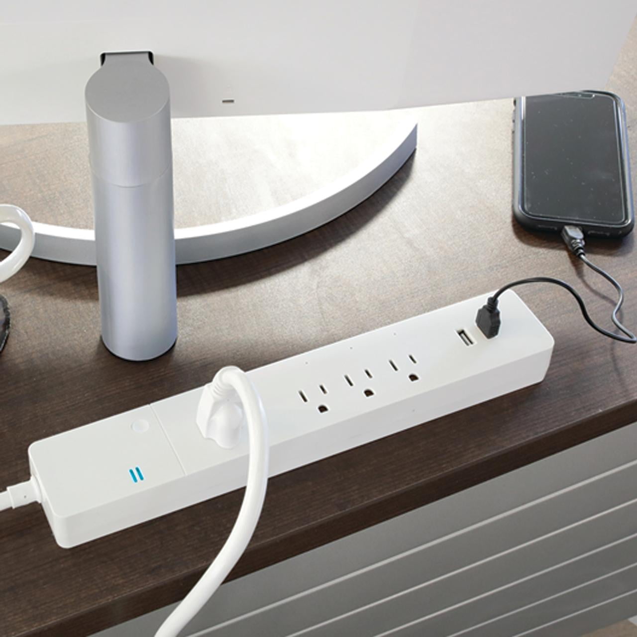Smart Wi-Fi 4 Outlet 2 USB Power Strip, 1,200 Joules, Powers 4 Separate Items, Charge Compatible Devices