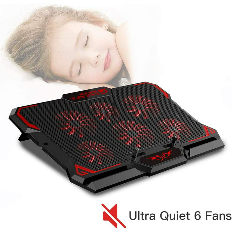 COOLCOLD 15.6-17.3 Laptop Cooling Pad with 6 Quiet Fans 2 USB Port-  Laptop Cooler for Notebook Gaming Fan Stable Stand - Portable Ultra Slim  Laptop Cooling Pad - Switch Control Fan Speed