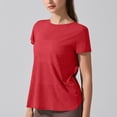 thumbnail image 5 of Yoga Workout Short Sleeve Tees for Women Crewneck Ruched Back Cutout Loose Tunic Tops Lightweight Quick Dry Athletic Shirts Activewear Red, 5 of 7