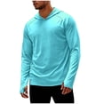 thumbnail image 3 of Men's Sun Hoodie UPF 50+ Rash Guard Thumb Holes Long Sleeve UV-Protection Fishing Lightweight Athletic Sunshirts (L, Sky Blue), 3 of 8