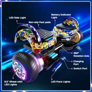 LENOGE Bluetooth Hoverboard, 6.5 300W Powerful Motor Hover Board with LED Lights, 6-10MPH Max Speed Self Balancing Electric Scooter