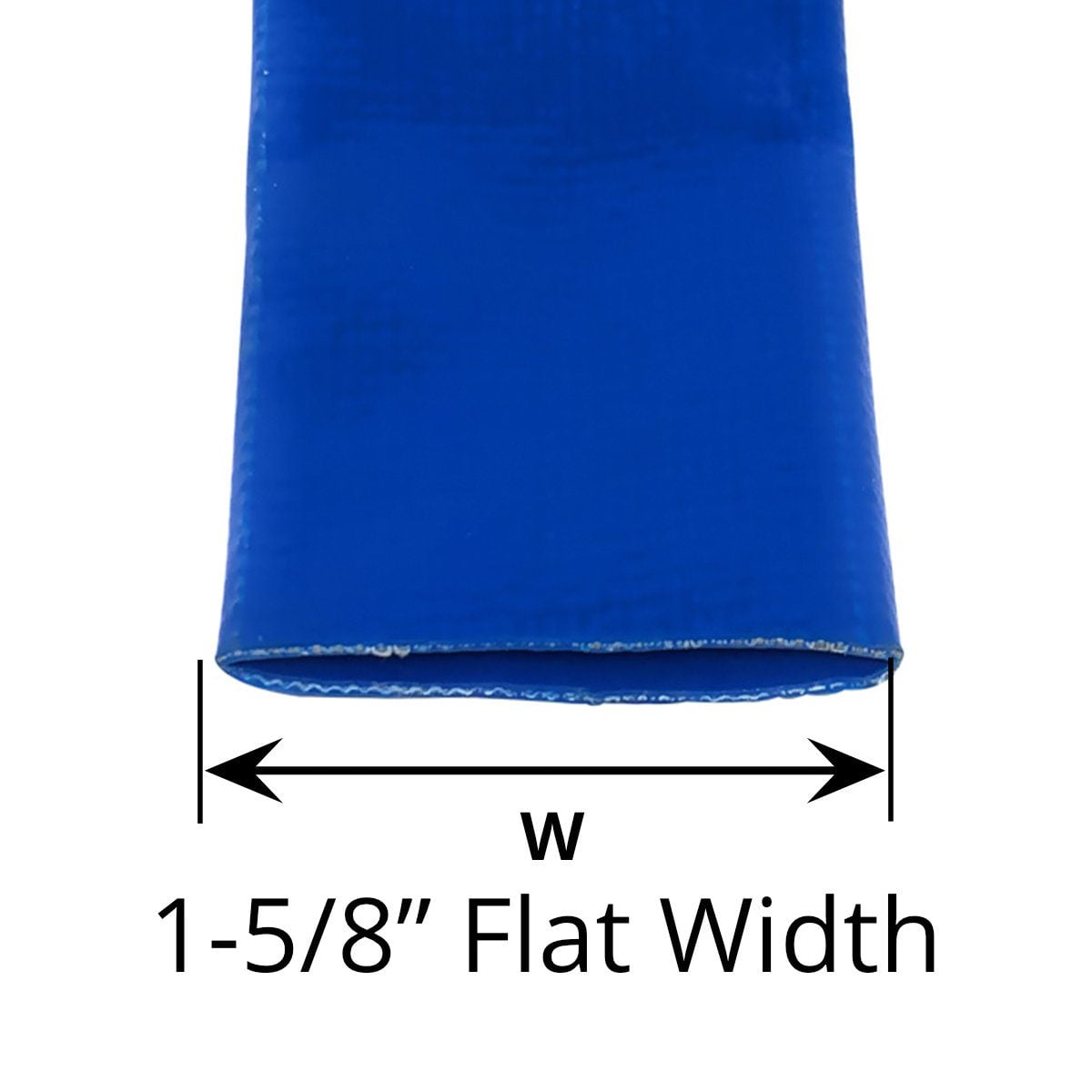 Gloxco 1" Inside Diameter (1-5/8" Flat Width) Blue Lay Flat Hose for Discharge or Backwash Water Transfer Applications, Reinforced PVC, 25' Length