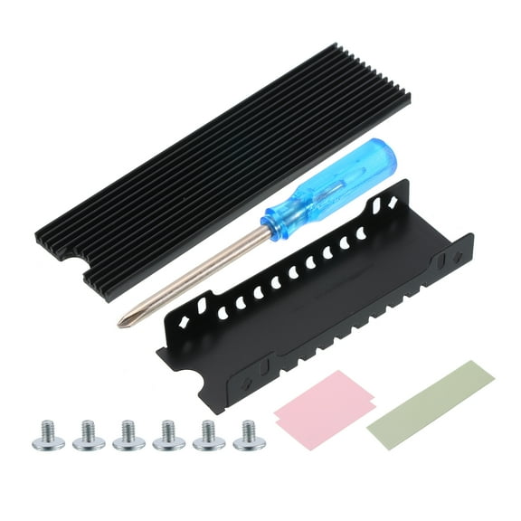 Uxcell 1 Pack M.2 2280 NVME SSD Heatsink with Heat Sink Base,Silicone Thermal Pads,Screwdriver,Screw,75*22*7mm,Black