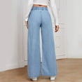 thumbnail image 5 of Elastic Waist Jeans for Women, Audhol Women's Wide Leg Jeans High Wasited Elastic Waist Baggy Denim Pants Pull on Jeans for Women Light Blue M, 5 of 8
