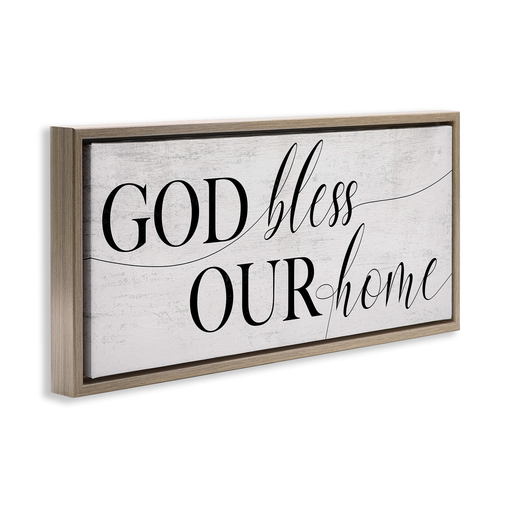 Stupell Industries God Bless Our Home Phrase Typography Painting Brown Floater Framed Canvas Art Print Wall Art, 25 x 11