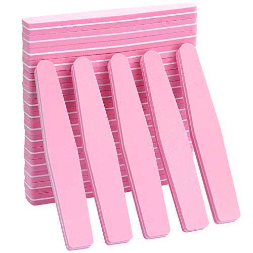 20Pcs Nail Buffers Block Files Sponge Washable Double Sided 100180 Sanding Buffing File For Acrylic Nails (Pink)
