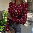 thumbnail image 2 of JGNGSHN Long Sleeve Christmas Shirts for Women Slim Fit Stretch Crewneck Ribbed Undershirts Floral Print T-Shirt Going Out Workout Outfits, 2 of 7