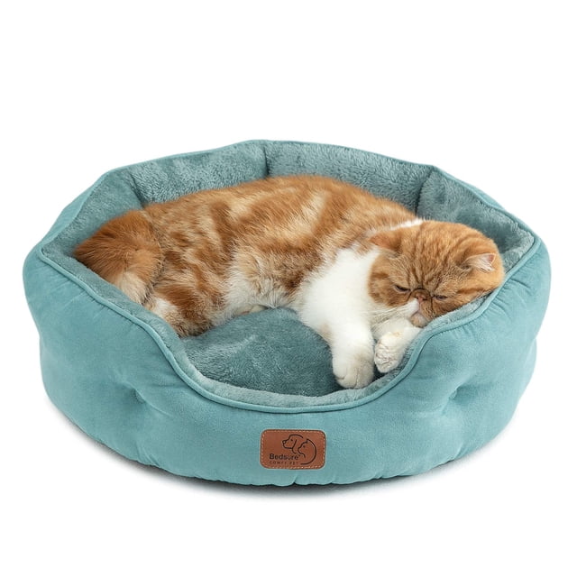 Cama para mascotas para perros y gatos pequeños, azul, 50 x 48 x 15 cm
