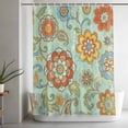 thumbnail image 5 of Teal Green Boho Floral Small Stall Shower Curtain, Waterproof Shower Curtains for Bathroom, Vintage Farmhouse Ethnic Flowers Washable Fabric Bath Curtain for Bathtub with Hooks 36x72 Inches, 5 of 9