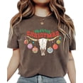 thumbnail image 3 of Merry Christmas Western Shirt for Women and Teens Festive Bull Skull Country Graphic Tee Espresso Shirt Adult Large, 3 of 4
