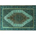 thumbnail image 1 of Ahgly Company Machine Washable Indoor Rectangle Persian Turquoise Blue Traditional Area Rugs, 2' x 5', 1 of 4