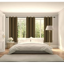 New Luxury Curtain Set of  2pc Panels Adam Brown Color 100% Privacy Blackout Room Darkening Thermal Window Grommet Short Drapes Size 37" Wide X 63" Length for Bedroom Home Décor