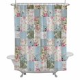 thumbnail image 2 of Blue Green Geometric Shower Curtain for Bathroom Decor, Pink Floral Waterproof Fabric Shower Curtain, 72"x84" Set with 12 Hooks, 2 of 9