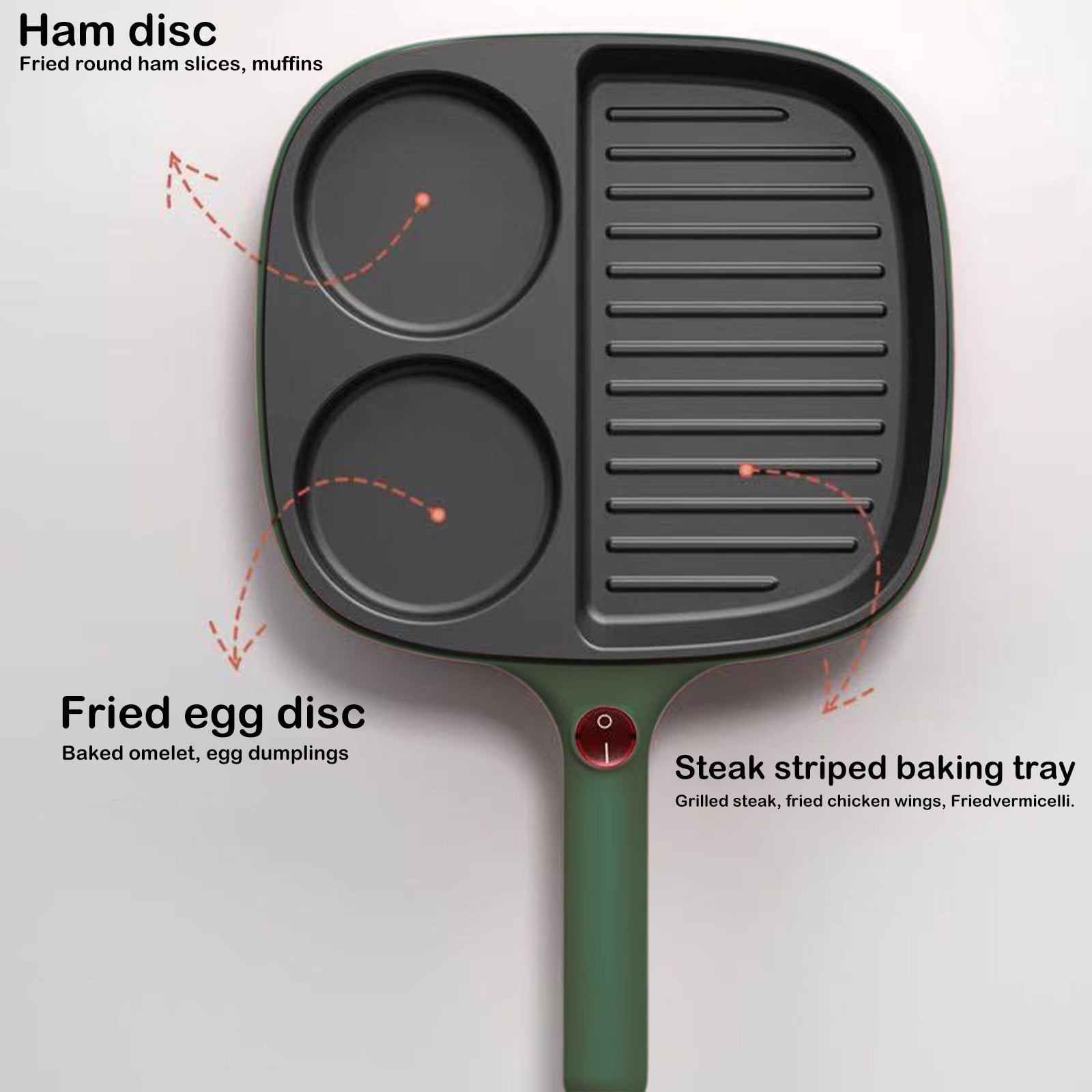 Small Non Stick Frying Pan 3 in 1 Omelette Pan 110V with Steaming Rack for Burgers Kitchen Dining Bar