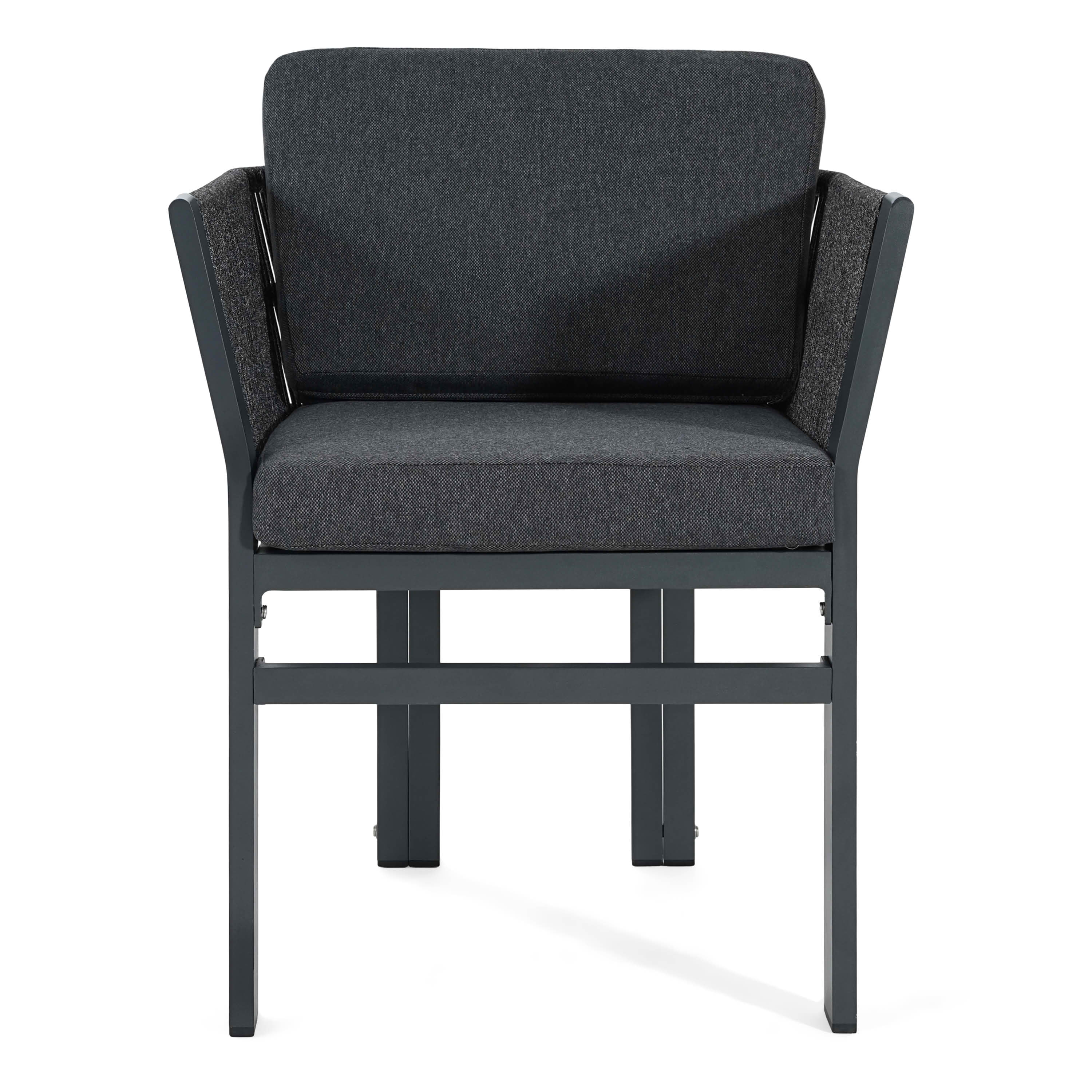 MAYEERTY Set of 2 Patio Aluminum Outdoor Chairs with Rattan Accent & Weather-Resistant Cushions