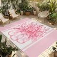 thumbnail image 2 of Outdoor Rug 3x5 ft Pink Eucalyptus Leaves Outdoor Large Area Rug Non Slip Rubber Floral Vase Stripes Front Door Mat RV Rug Camping Carpet Patio Outdoor Rugs for Backyard Balcony Deck Porch Indoor, 2 of 9