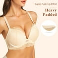 thumbnail image 5 of YANDW Push Up Lace Bras Comfort Thick Padded Underwire Add One Cup Bra for Women, Beige 40C, 5 of 5