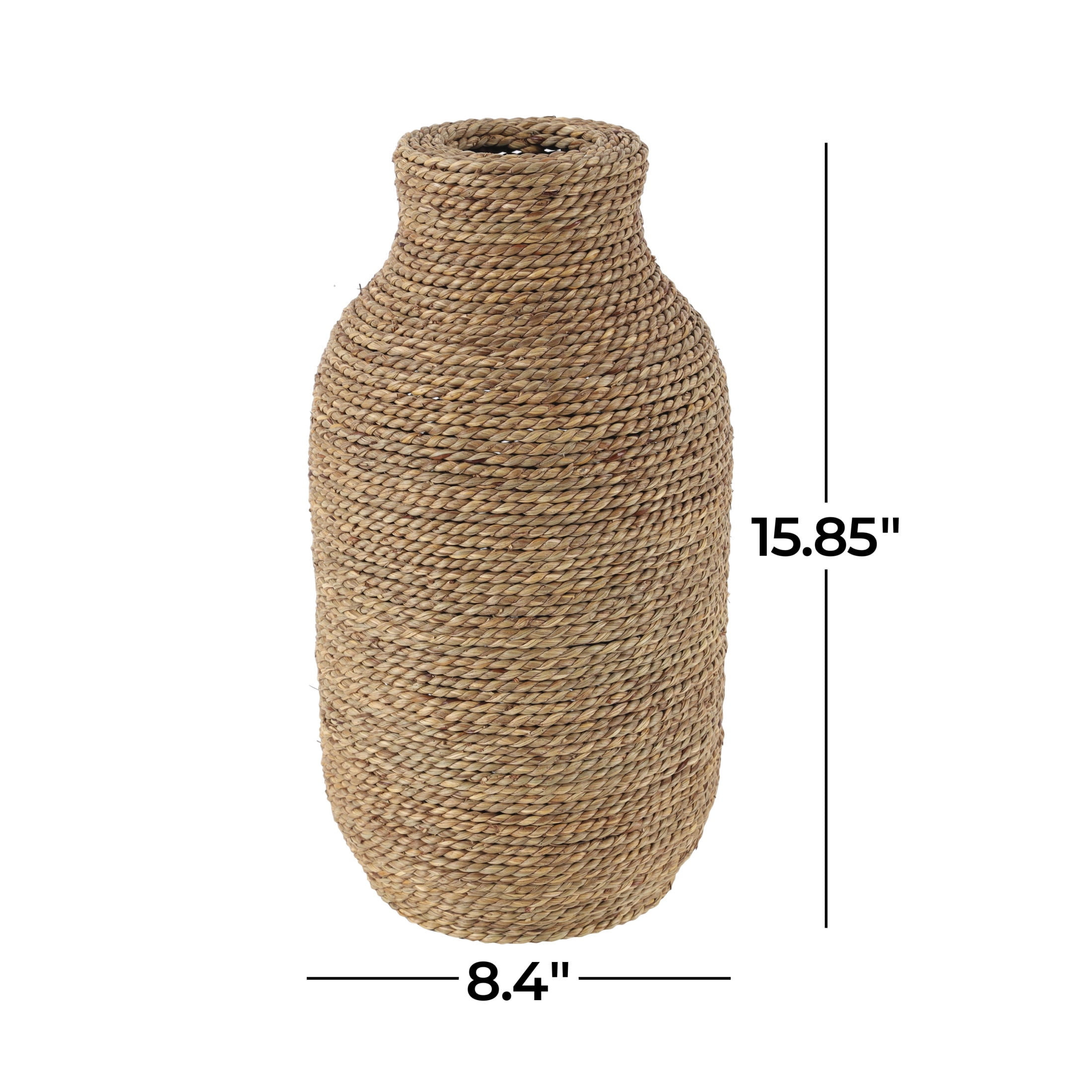 DecMode 16" Handmade Wrapped Brown Seagrass Vase