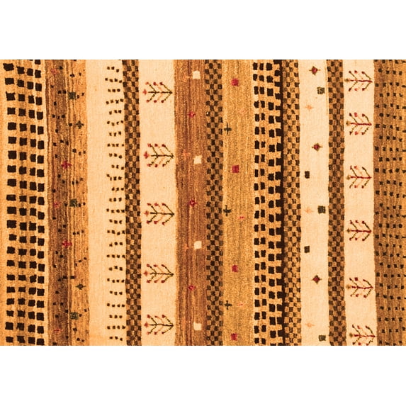 Ahgly Company Indoor Rectangle Abstract Orange Contemporary Area Rugs, 5' x 8'