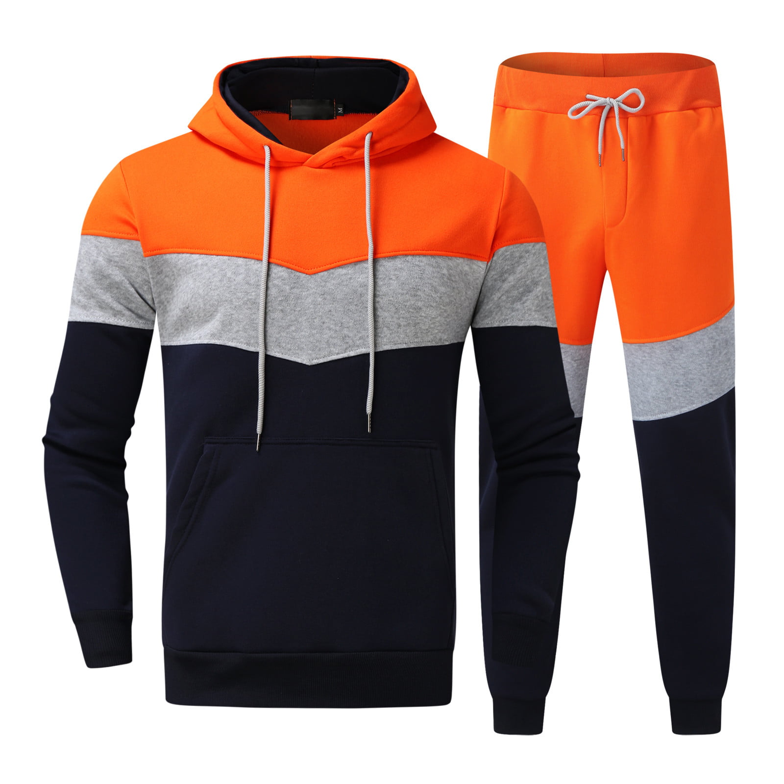 Hurrg Men 2 Pcs Athletic Jogging Sweatshirt and Long Pants Autumn Sweatsuit Outfit Set