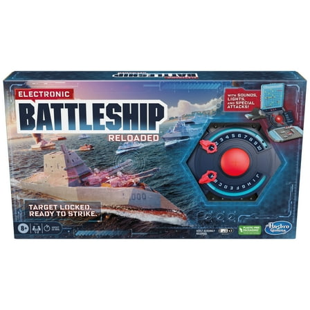 Electronic Battleship Reloaded Board Game, Naval Combat Strategy Game for 1-2 Players, Ages 8 