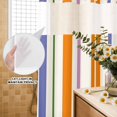 thumbnail image 3 of No Hook Shower Curtain, Burnt Orange Striped Shower Curtains for Bathroom with See Through Top Window, Farmhouse Thin Line Modern Abstract Art Waterproof & Washable Bath Curtain Stall 48"x72", 3 of 9