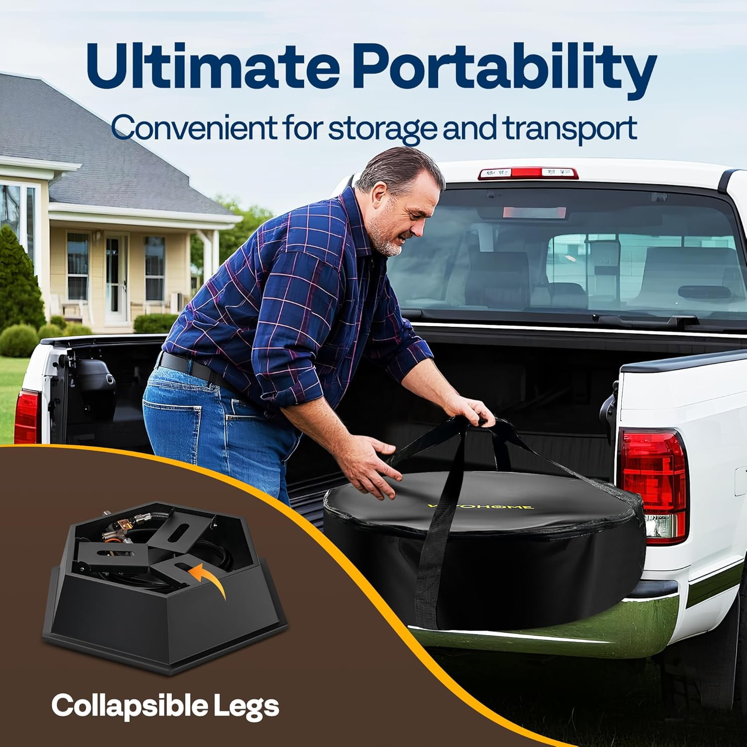 SPECSTAR 58,000 BTU Smokeless Portable Propane Fire Pit, 24-Inch with Carry Bag & Tank Holder