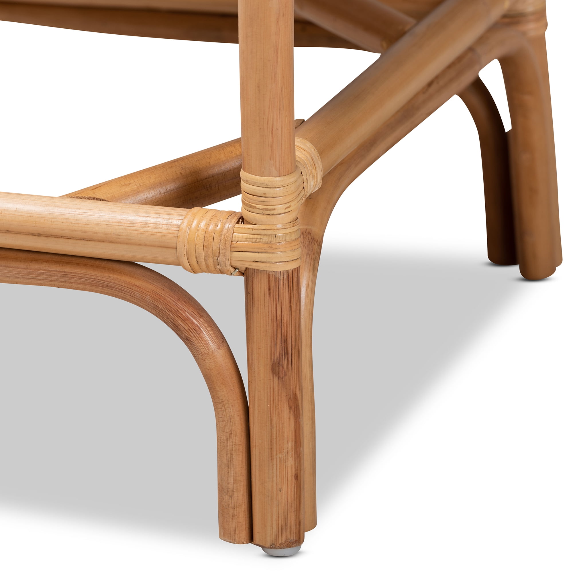bali & pari Rose Bohemian Rattan Counter Stool with Upholstered Cushion, Natural Brown/White