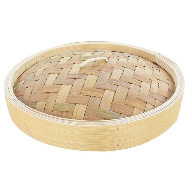 Inteprter Cesta de vapor de bambú para cocina, vaporera para bolas de hervida de comida asiática Electrodomésticos Tapa de 7.9 pulgadas