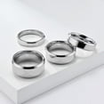 thumbnail image 4 of PAMTIER Unisex Tungsten Steel 8MM Simple Classic Mirror Polished Pipe Cut Thin Beveled Edge Couple Ring Wedding Band Silver Size 9, 4 of 6