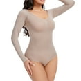 thumbnail image 6 of Viluyesy Womens Shapewear, Tummy Control Tight Fit Long Sleeve Scoop Neck Bodysuit Beige L, 6 of 9