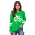thumbnail image 5 of Kilaqueen St Patricks Day Kids Shirt Long Sleeve Crew Neck Shamrock Print Pullover Tops Casual Trendy Festival Vacation Tees 3-14Y, 5 of 5