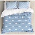 thumbnail image 3 of Nautical Decor Twin Size Duvet Cover Set, Underwater Aquatic Life Baby Fish and Little Symmetric Anchor Figures Design, Decorative 2 Piece Bedding Set with 1 Pillow Sham, Blue White, by Ambesonne, 3 of 3