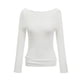 thumbnail image 4 of Suéteres para mujer de moda de color sólido de manga larga Pullove fuera del hombro camisa suéter Tops Odeerbi ODB-3, 4 of 4