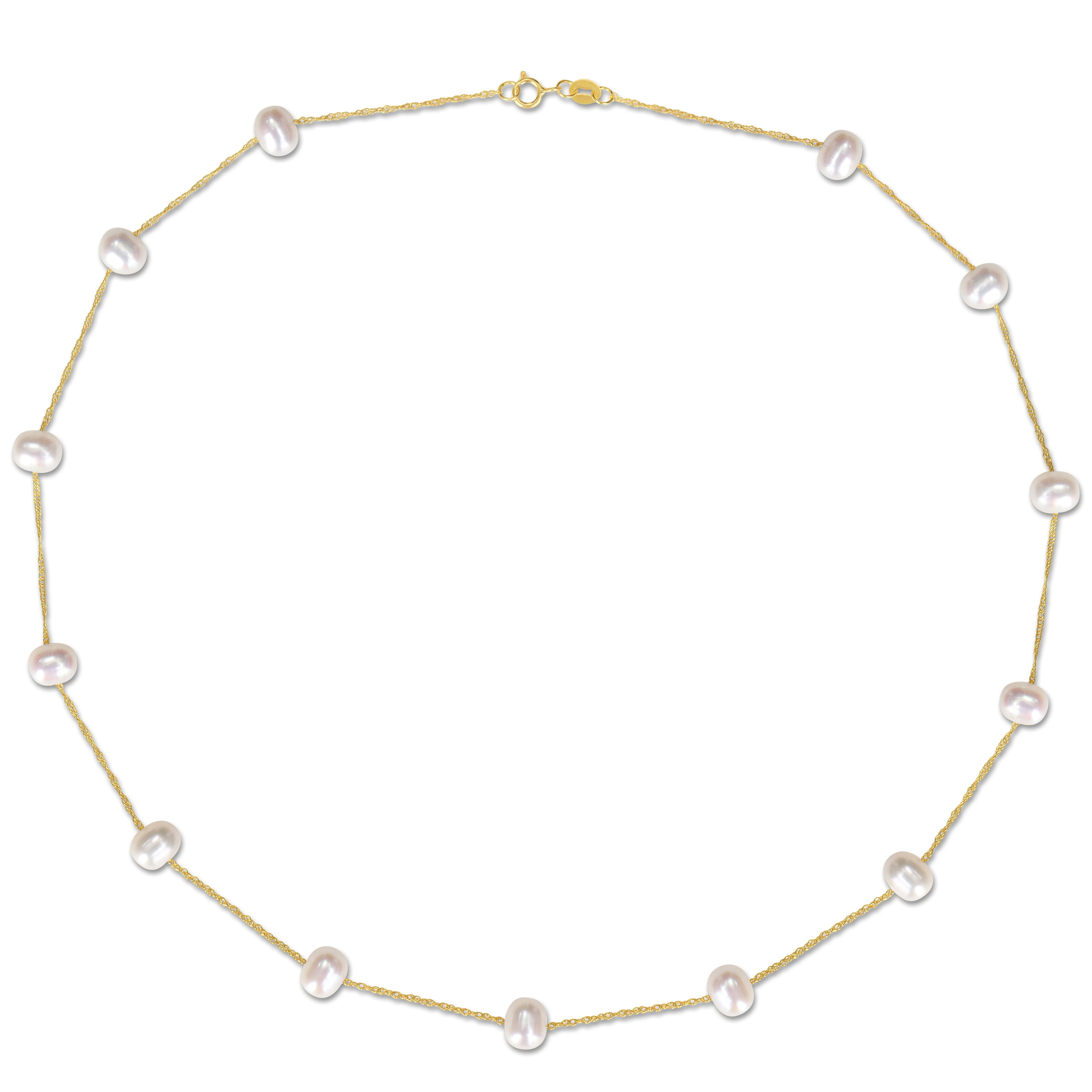 Everly Women's 5.5mm Freshwater Cultured Pearl 10k Yellow Gold Necklace -17"