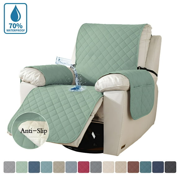 LAMIRO Recliner Chair Covers,100% Waterproof Power Lift Chair Cover with Pocket&Non-Slip Chair Protector (Green)