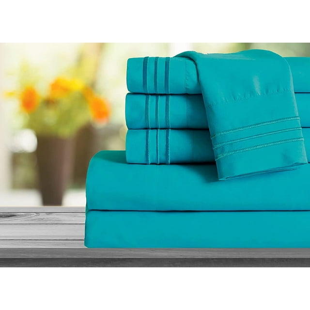 Mocassi 1800 Series Ensemble de Draps 6 Pcs Poche Profonde Grand Turquoise