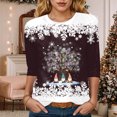 thumbnail image 2 of zaveiop Casual 3/4 Length Sleeve Shirts for Women 2025 Fall Winter Christmas Tops Funny Xmas Snowflake Print Crewneck Blouses (Z2-Brown, XXL), 2 of 4