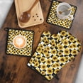 thumbnail image 5 of Checke Sunflower Kitchen Oven Mitt and Pot Holder Sets 4 Pcs for Baking, Cooking and Grilling, Heat Resistant Up To 392 °F, 5 of 7