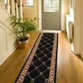 thumbnail image 2 of Custom Size Fleur De Lis French Design Black, Beige, Blue, Brown, Gray and Red Color Options Non-Slip Rubber Backing- 26 Inch Wide by Your Choice of Length-Hallway Stair Runner Carpet, 2 of 6