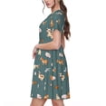 thumbnail image 2 of Gukieu Farm Animal Print Women's Short Sleeve Dress, Elastic Waistband A-line with Pockets Summer Dress, Suitable for Daily Leisure, Work, Vacation, 2 of 6