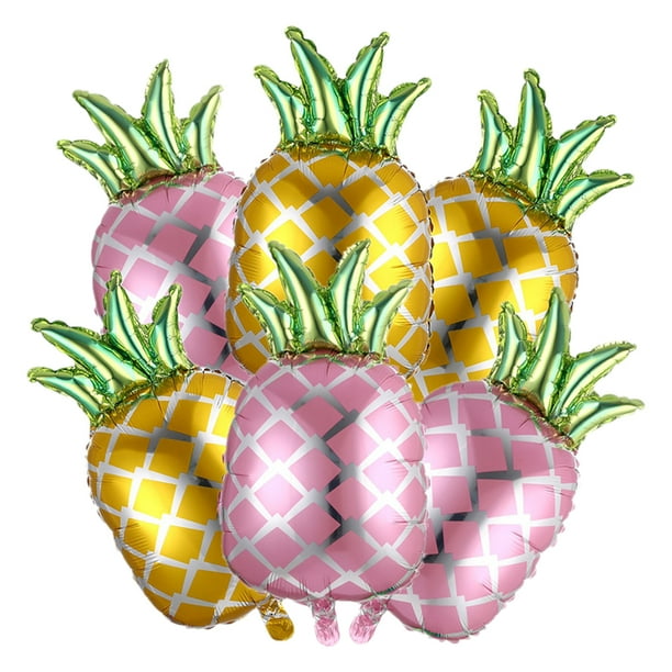 Juego de 6 globos de piña para decoración de fiesta hawaiana, globos de aluminio, suministros para fiestas.