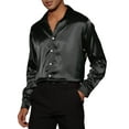 thumbnail image 5 of Lars Amadeus Men's Prom Satin Long Sleeves Button Down Slim Fit Formal Shirts, 5 of 6